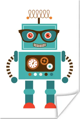 Produktbild von MuchoWow® Poster Roboter - Brille - Zahnräder - Gesicht - Jungen - Kinder 80x120 cm - Papierdruck