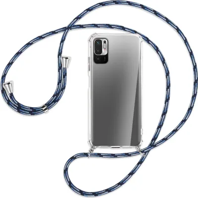 Produktbild von Handykette Backcover-Schutzhülle mit Band (Metall silberfarben) für Xiaomi Redmi Note 10 5G - Blautöne