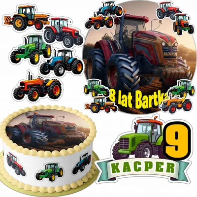 Produktbild von Tortenwaffelset 20Cm + 16 Zeichen - Traktor Traktor + Name 15Cm 18Cm