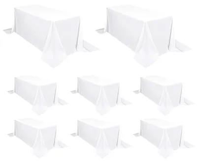8er-Pack weiße Polyester-Tischdecken 229x335 cm, rechteckig