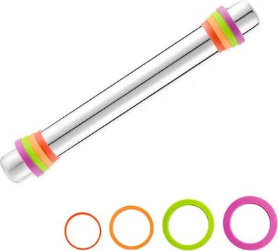Produktbild von Edelstahl 304 Silikonring verstellbarer Nudelholz, variable Dicke integrierter nahtloser Mehrzweck-Nudelholz (Nudelholz)