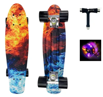 Produktbild von Mini-Skateboard – Mini-Cruiser – 55 cm – Komplett – Mit leuchtenden Rädern