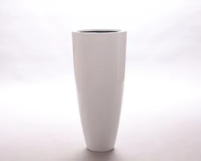 Produktbild von Elegant Einrichten | Pflanzkübel | Fiberglas | rund konisch | D30xH60cm | Hochglanz weiß