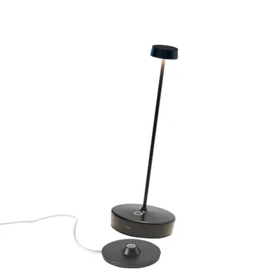 Image de Lampe de table LED rechargeable et dimmable Zafferano Swap Pro, noire - 2200-2700-3000K - 9 heures de puissance maximale