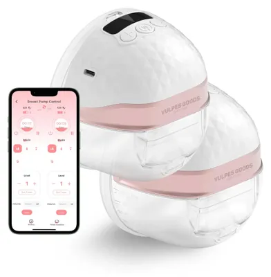 Image de Vulpes Goods Tire-lait double avec APP, Tire-lait Électrique Portable avec 4 Modes et 36 Puissance, 19mm/21mm/24mm/28mm Bride, Tire-lait, 60 Sachets de conservation du lait maternel inclus, 2 pièces, PRO V2
