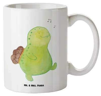 Produktbild von Mr. & Mrs. Panda Pott Schildkröte Pfeifen - Weiß - Geschenk, Depression, Lebensfreude, Trennung, Große Teetasse, Jumbo Tasse, Schildkröten, Kaffeepott, Keramiktasse