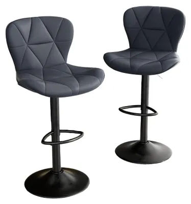 Produktbild von Barkeeperstuhl - Barhocker - Barstuhl mit Fußstütze - Barstuhl mit Rückenlehne - Set mit 2 Barhockern - Verstellbare Höhe
