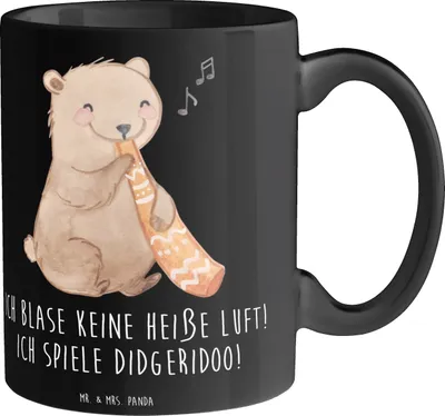 Produktbild von Mr. & Mrs. Panda Tasse Didgeridoo Spieler - Schwarz - Geschenk, traditionell, Kaffeebecher, Teetasse, Technik, Musik, Musiker, Becher, Kaffeetasse, Teebecher, Lernen