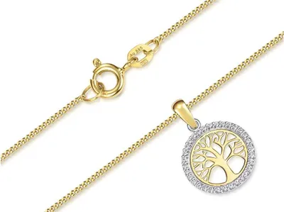 Produktbild von SILBERKETTEN STORE Panzerkette 1mm mit Anhänger Lebensbaum - 585 Gold, Länge wählbar - 55cm