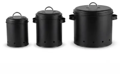 Zdjęcie produktu dla Zestaw 3 pojemników metalowych z pokrywkami, Ø 12–23,5 cm