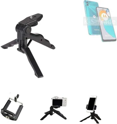 Produktbild von K-S-Trade Stativ Tisch-Ständer Dreibein Handy-Stativ Ständer kompatibel mit Motorola Moto E22s Mini-Stativ Smartphone Tripod Handy-Stativ aus