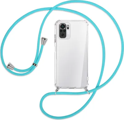 Produktbild von Handykette Backcover-Schutzhülle mit Band (Metall silberfarben) für Xiaomi Redmi Note 10 4G - türkis