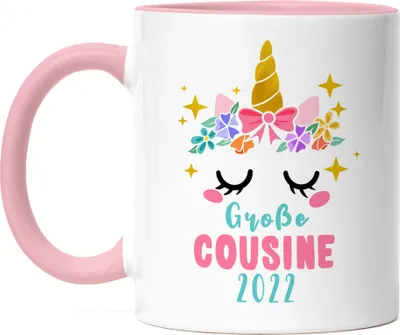 Produktbild von Große Cousine 2022 Tasse Rosa Lieblingscousine Geschenkidee Geburtstag Einhorn Beste Cousine