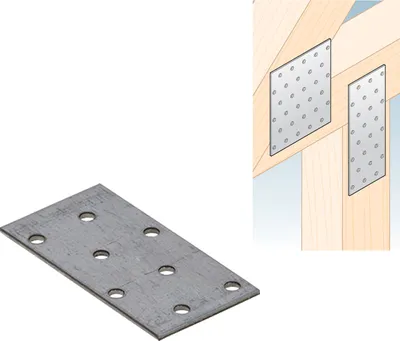 Produktbild von Lochplatte 80 x 40 x 2,00 mm Flachverbinder Holzverbinder verzinkt