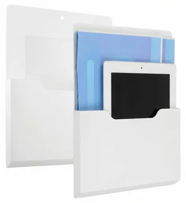 Produktbild von 2 magnetische Aktenhalter, Wandhalterungen für A4-Prospekte, weiß