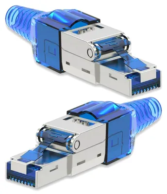 Produktbild von 2x Netzwerkstecker CAT 7 Werkzeuglos RJ45 Netzwerk Stecker für Verlegekabel Metall