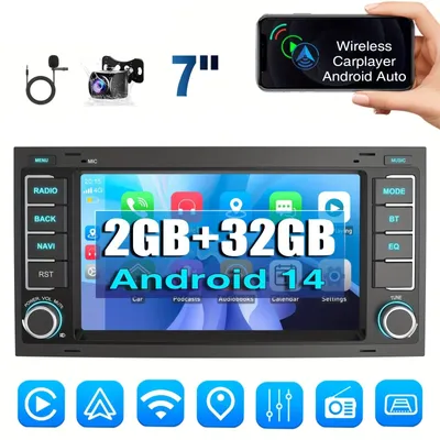 Image de Autoradio – Système de navigation tactile HD de 7 pouces avec CarPlay sans fil et caméra de recul