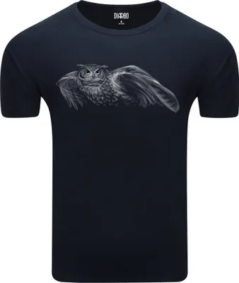 Produktbild von Diarbo Herren T-Shirt mit Aufdruck Wildtierporträts Fliegende Eule Dunkelblau Gr.L