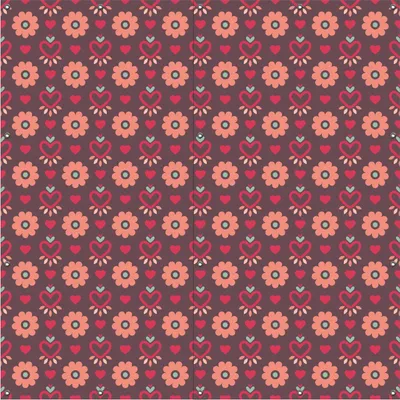Produktbild von Wallario Outdoor-Poster für Garten oder Balkon, Motiv Muster mit Blumen und Herzen, in ca. 180 x 180 cm