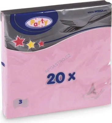 Zdjęcie produktu dla Serwetki imprezowe jasnoróżowe - 33 x 33 cm - 20 szt