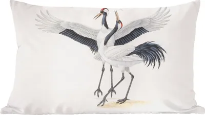 Produktbild von MuchoWow® Zierkissen Sofakissen Wohnzimmer Dekokissen 50x30 cm Illustration von zwei chinesischen Kranichen - Wohnzimmerdekoration - Polster mit Photo