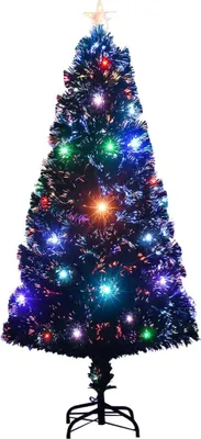 Obrázek produktu pro vidaXL Předsvětlený vánoční stromek se stojanem a LED 120 cm ze skelných vláken