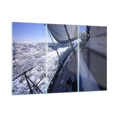 Produktbild von Bilder auf glas - Boot Ozean Reise Yacht - 105x70cm - Glasbilder - Wandbilder - Kunstdruck - zum Aufhängen bereit - Wanddekoration aus Glas - Glas Bilder - Wandbild auf Glas - 3 Teile - GCE105x70-0373