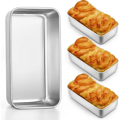 Productafbeelding van HaWare set van 4 broodvormen, roestvrijstalen bakvormen voor toastbrood en cake, rechthoekig, 23,5x12,6x6 cm, gezond en duurzaam, vaatwasmachinebestendig
