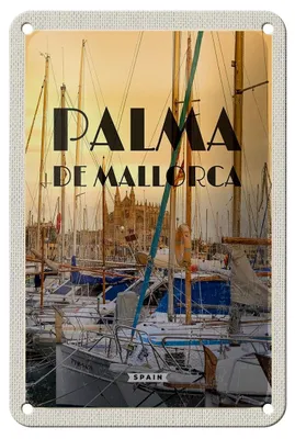 Produktbild von Blechschild Reise 12x18cm Palma de Mallorca Yachten Meer Dekoration
