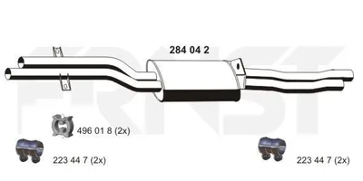 Produktbild von ERNST 284042 Mittelschalldämpfer Schalldämpfer für BMW 3 Limousine (E46) 3 Touring (E46) 3 Coupe (E46) 3 Cabrio (E46)