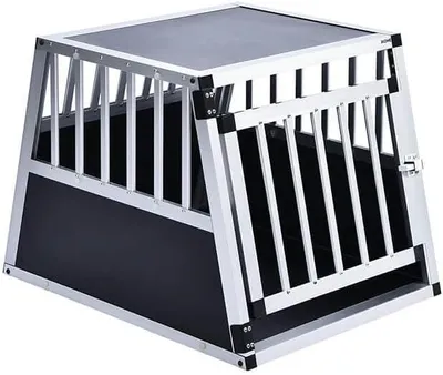 Produktbild von Hundetransportbox aus Aluminium SKITO - M - 69 x 54 x 50 cm - Farbe: Silber/Schwarz - Material: MDF-Platten, Aluminium