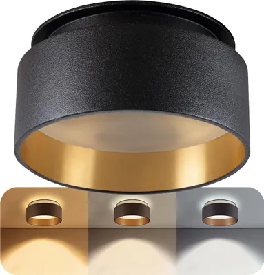 Produktbild von SSC-LUXon Sudara schwarz goldener LED Deckenspot rund dimmbar - drei Lichtfarben einstellbar LumiFLEX 3CCT - Design Strahler 230V 6W