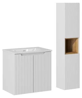 Produktbild von Waschtisch und Hängesäule 60cm Riva, Weiß