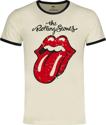 Produktbild von The Rolling Stones T-Shirt Herren Red Tongue - Ringer Shirt altweiß XXL