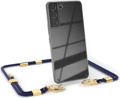 Produktbild von EAZY CASE Handykette für Samsung Galaxy S22 Plus 5G, Transparente Silikonhülle mit Band, Clear Case, abnehmbar in  Blau