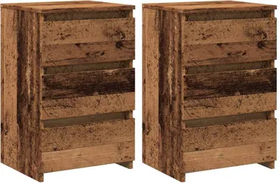 Produktbild von Möbel Nachttisch, 2er Set, Beistelltisch, - multifunktional& Moderne - Altholz-Optik 40x35x62,5 cm Holzwerkstoff - Nachttische & -schränke CLORIS4013337