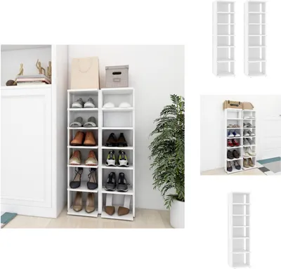 Image de vidaXL Armoires à chaussures 2 pcs. Blanc 27,5x27x102 cm Bois composite - Étagères à chaussures & armoires à chaussures