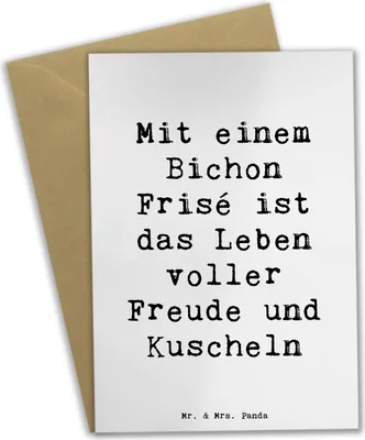 Produktbild von Mr. & Mrs. Panda Glückwunschkarte Spruch Bichon Frisé Freude - Weiß - Geschenk, osterkarten, Beileidskarte, Familienhunde, weihnachtskarten, jubiläumskarte, Liebenswert
