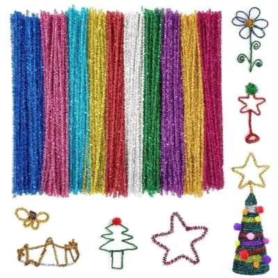 Chenille-Stäbe glitzernd mehrfarbig 400 Stück Basteldraht