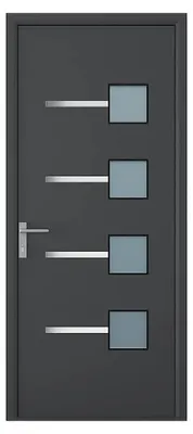 Produktbild von Eingangstür aus anthrazitfarbenem Aluminium H 218 x B 96 cm - links - AMARES