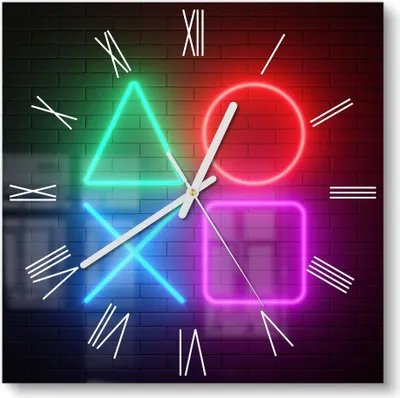 Produktbild von DEQORI Glasuhr 30x30 cm Römisch 'Playstation Elemente' Wanduhr Glas Uhr Design leise