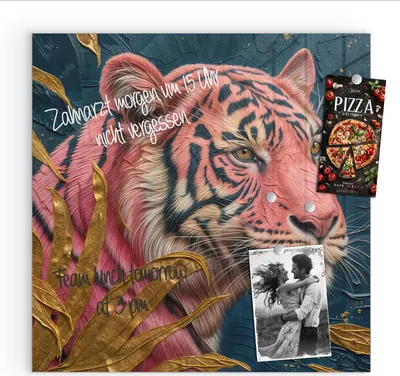 Produktbild von Magnettafel 50x50cm Pinnwand Whiteboard beschreibbar - Tiger Porträt