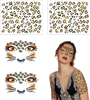 Produktbild von Famanu Temporäre Gesichtstattoos Leopard - 4 Stück