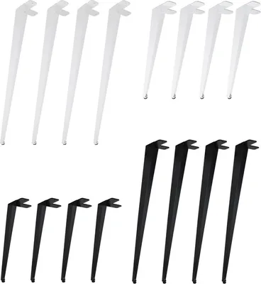 A collection of table legs in white and black.