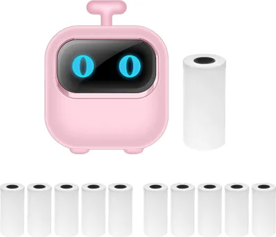 Produktbild von Mini-Thermodrucker, Sofortfotodrucker, Etikettendrucker, BT-Kabellos, kompatibel mit Android / iOS-App-Unterstuetzung, mit 11 Papierrolle (57x26mm)