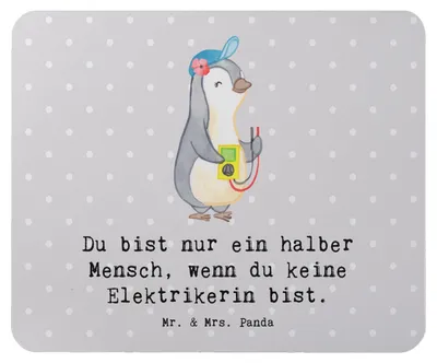 Produktbild von Mr. & Mrs. Panda Mousepad Elektrikerin Herz - Grau Pastell - Geschenk, laptop, mousematte, Ausbildung, mauspad pc, Gesellenprüfung, Lustig, Beruf, Spruch, Mouse Pad