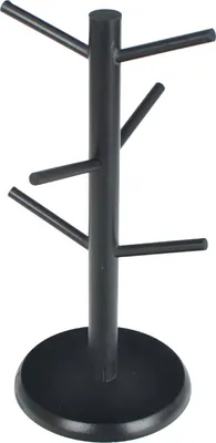 Produktbild von Bambus-Becherhalter-Baum, 6 Haken, Kaffeetassenständer, rutschfester Kaffeetassenständer, einfach zu installierender Tassen-Organizer-Ständer für die Küchentheke