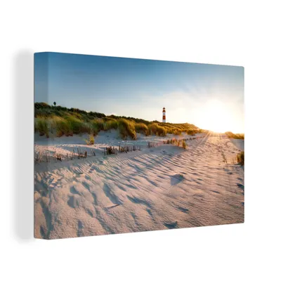 Obrázok produktu pre OneMillionCanvasses® - Maľba na plátne - Obraz na plátne Nástenná maľba na plátne - Pláž - Maják - Západ slnka - 150x100cm - Fotografia na plátne -