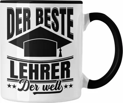 Produktbild von Trendation - Der Beste Lehrer Der Welt Tasse Geschenk Abschied Abschiedsheschenk Lehrer Abi Abitur Spruch (Schwarz)