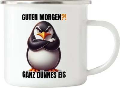Produktbild von Guten Morgen Ganz dünnes Eis Emaille Tasse Arbeitskollege Home Office Lustig